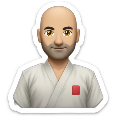 Bald Lebanese strong man in kata and dojo suit sticker