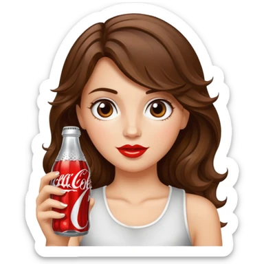 Girl with brown wavy hair drinking a bedazzled Diet Coke  sticker