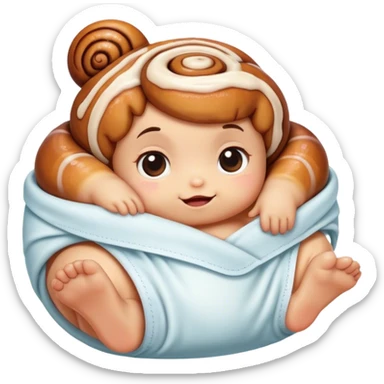 Cinnamon bun that looks like baby in diaper  sticker
