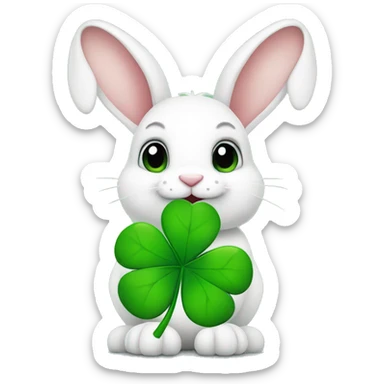 Rabbit with four-leaf clover sticker