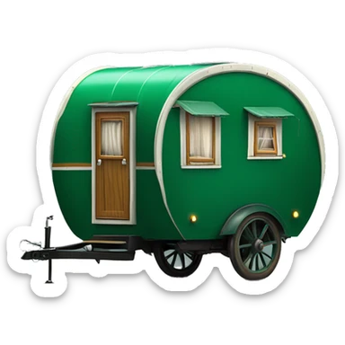 Realistic emerald green vintage round gypsy caravan wagon camper sticker