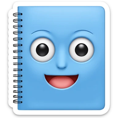 sky blue notebook with only eyes no mouth emoji style sticker