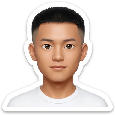 Filipino Chinese young man at 25 years old fade hair cut sticker