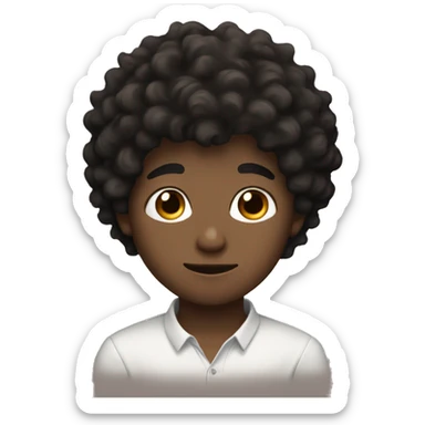 light brown eyed boy with black wavy fluffy hair  sticker