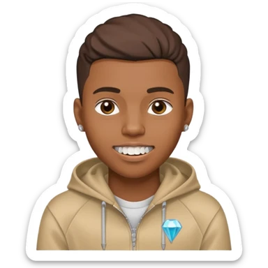 Black young guy who haves taper haircut ,zip hoodie and with a diamond grillz in her tooth sticker