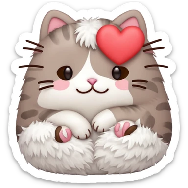 red heart pusheen  sticker
