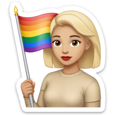 woman with lgbt flag sticker