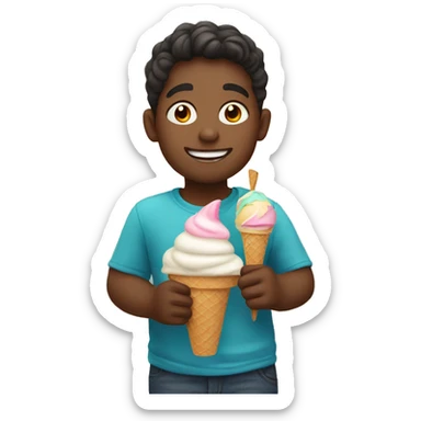 boy enjoying ice cream sticker