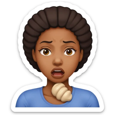 a black female strangling herself sticker