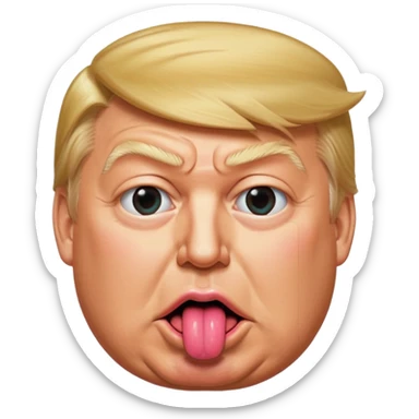 Trump with his super duper fat tongue out with a deep amount of saliva falling off his face sticker