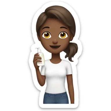 brown haired girl doing skincare sticker