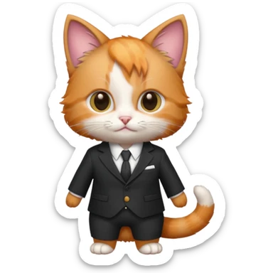 kitten wearing suit sticker