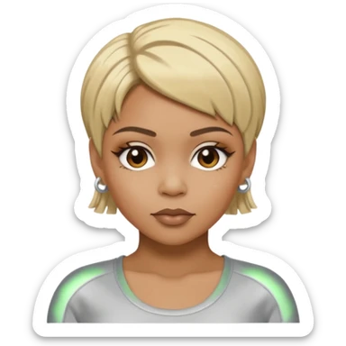 T-Boz from TLC with short blonde hair, silver outfit sticker