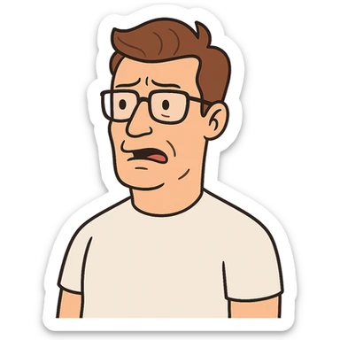 male with glasses, French cut hairstyle, brown hair sticker