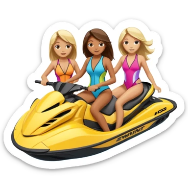 3 girls on a jet ski sticker