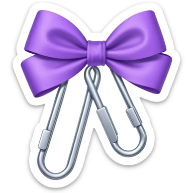 one silver paper clip with a purple bow in the middle sticker
