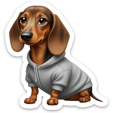 A dachshund dog in a sweatshirt sticker