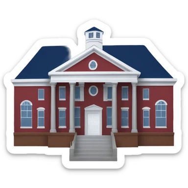 Schoolhouse with navy blue and bright maroon red as school colors   sticker