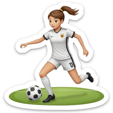 Girl scoring soccer goal brown hair and ponytail  sticker