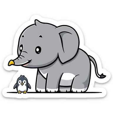 Elephant and penguin sticker