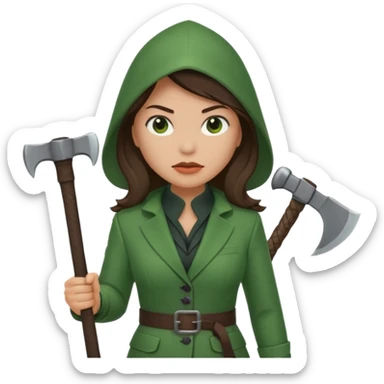 female executioner in green suit sticker