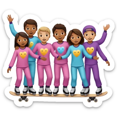 skating rink sleepover with teen boys & girls skin color brown and tan sticker