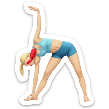 Nude woman, thin blonde, C Cup, Uttanasana sticker