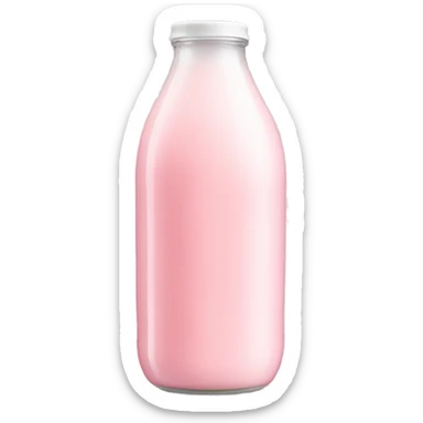 Strawberry milk in a soft pink bottle sticker