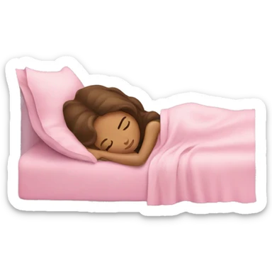 With girl with brown hair sleeping in pink sheets sticker