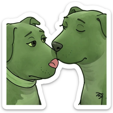 Dog kissing with human sticker