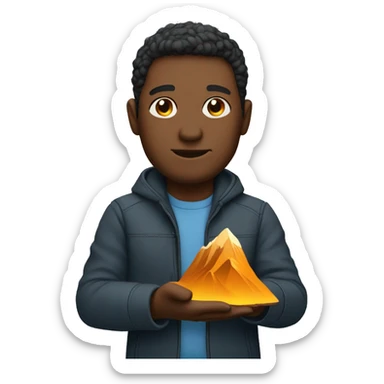 Man holding a mountain on his hand sticker