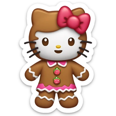 Hello kitty as a gingerbread in a gingerbread outfit sticker