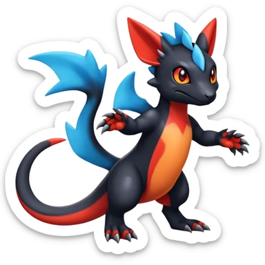 Cute Shiny Guilmon-Quilava-Salandit-Umbreon-Fakémon-hybrid-creature (full body)  sticker
