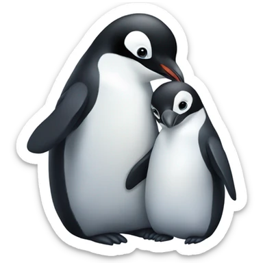 Mommy penguin hugging baby penguin  sticker
