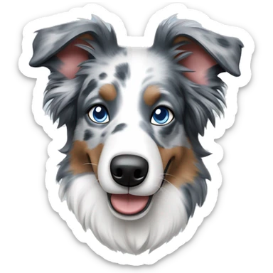 Blue merle border collie dog with blue eyes sticker