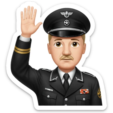 Hitler raising one hand straight out like a Sieg Hail salute in Black SS uniform  sticker