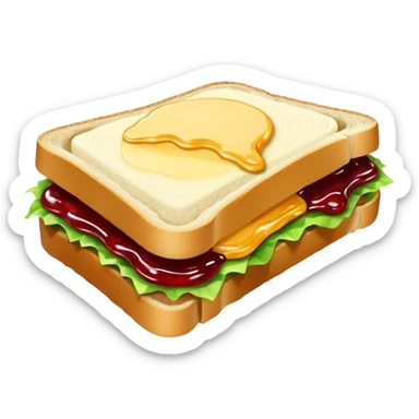 a sandwich with butter and jam sticker