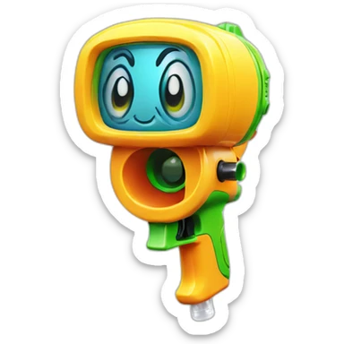 Happy squirt gun face sticker