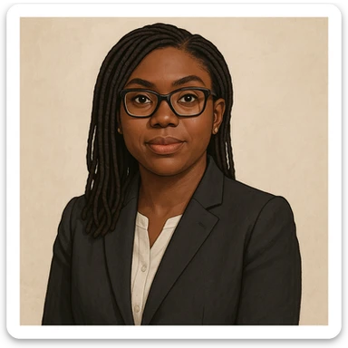 Kemi Badenoch, British politician, professional pose, realistic cartoon style sticker