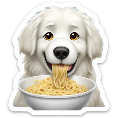 Great Pyrenees eating a Bowl of Noodles slurping noodle sticker