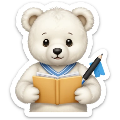 White teddy bear with report card  sticker