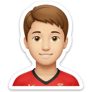 - Nam
- 15 tuổi
- Da vàng
- Tóc nâu, ngắn vuốt chéo bên tráo
- Mặt bầu bĩnh, Cười mỉm, Mắt to
- Áo bóng đá màu đỏ
 sticker