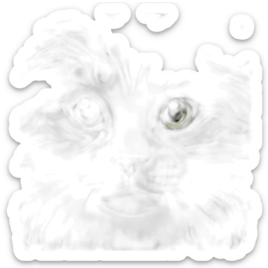 Maine coon cat with grey and White strips and light Green eyes sticker