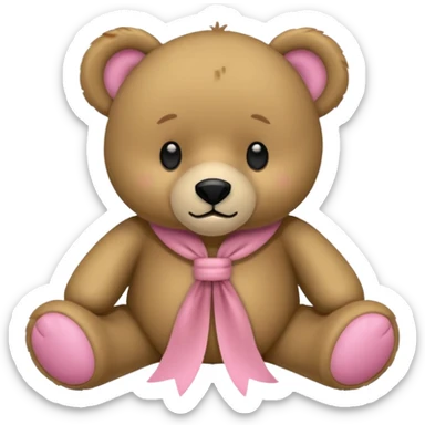 Ein süßer teddybär der mit einer hellrosanen decke zugedeckt ist und eine Schleife am Ohr hat sticker