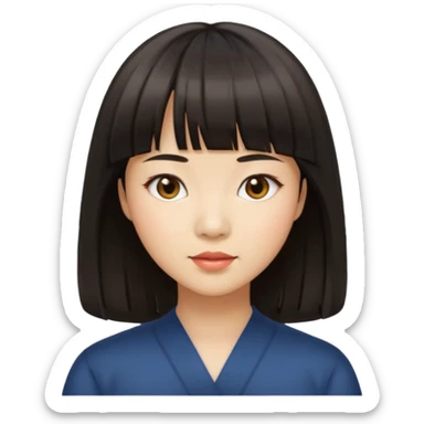 동양인 중간머리길이 앞머리있는 여성 제작 sticker