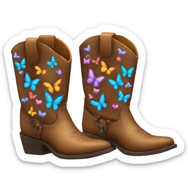 Cowboy boots covered in butterflies  sticker