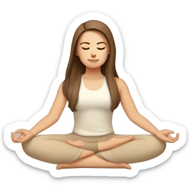 White Girl with brown hair doing padmasana in beige tones  sticker