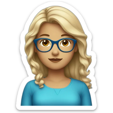 girl wearing a blue dress and glasses sticker