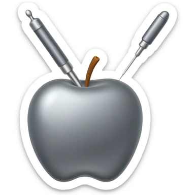 gray sewing needle, smooth and minimal, Apple emoji style sticker