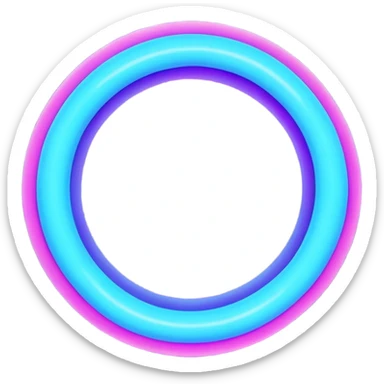 Circular loop arrow styled like Ovi: soft ghost-like shape, smooth rounded loop, bright blue and violet neon glow, playful floating energy, semi-matte luminous texture. No text. Full background.
 sticker